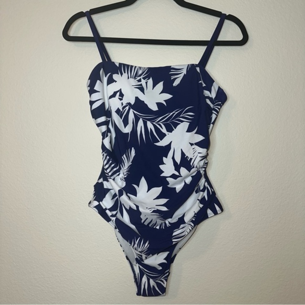 Cupshe Blue White Floral One Piece Bathing Suit Swim Beach Small